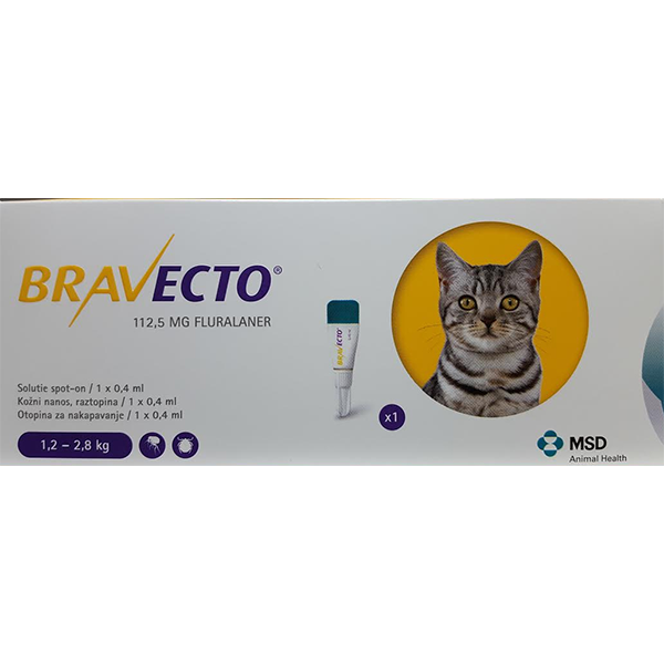 Bravecto 112.5 mg solutie spot-on pentru pisici mici (1.2-2.8 kg) MSD imagine 2022