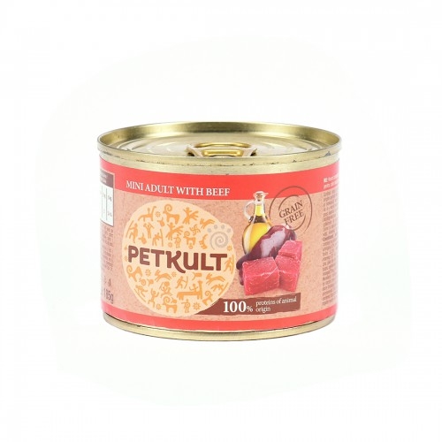 Hrana umeda caini, petkult mini adult cu vita, 185 g
