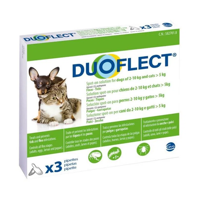 Duoflect CAT (>5 kg) and DOG (S), 3 pipete, 2-10 kg petmart