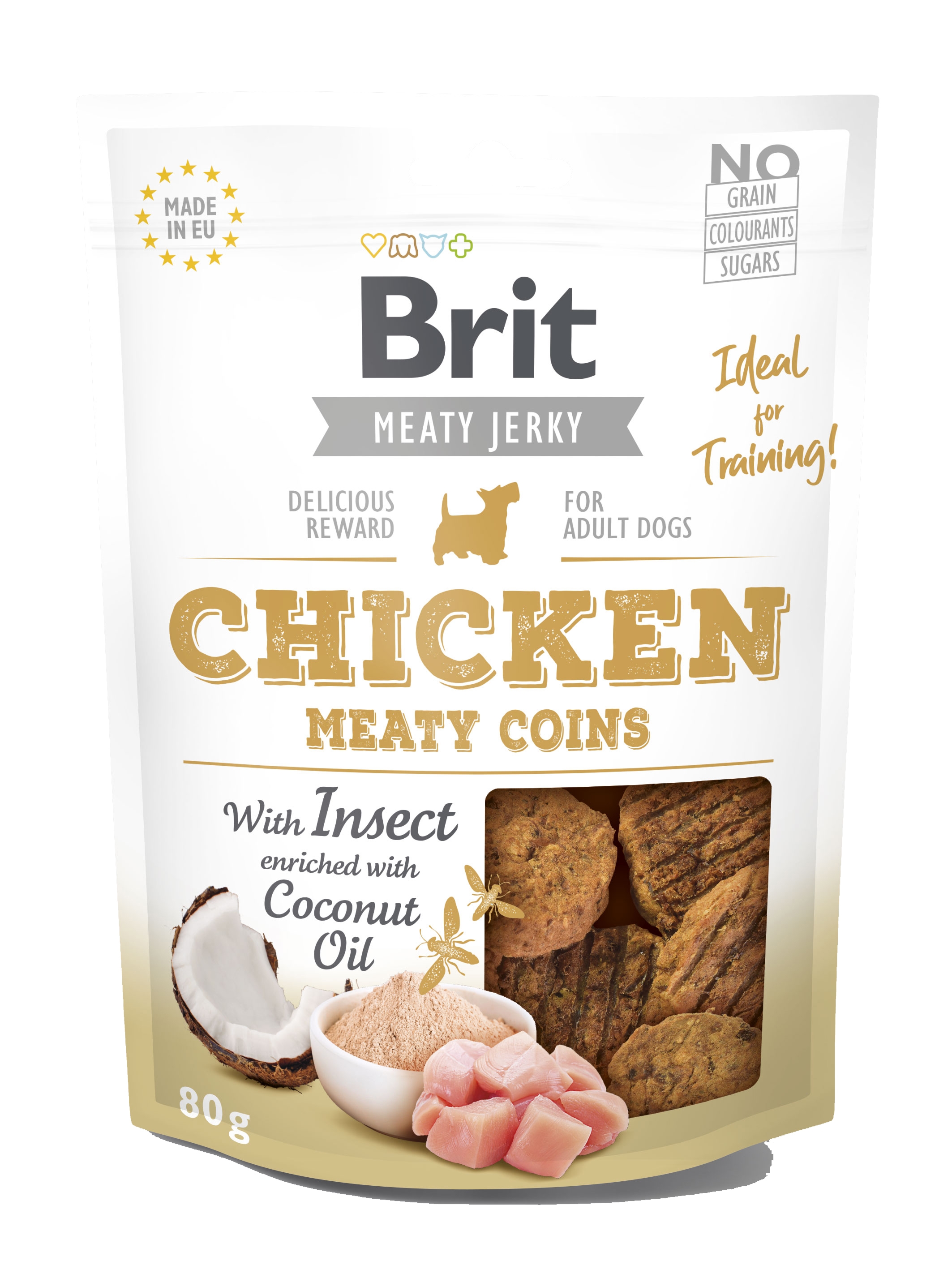 Brit Dog Jerky Chicken With Insect Meaty Coins, 80 g Brit
