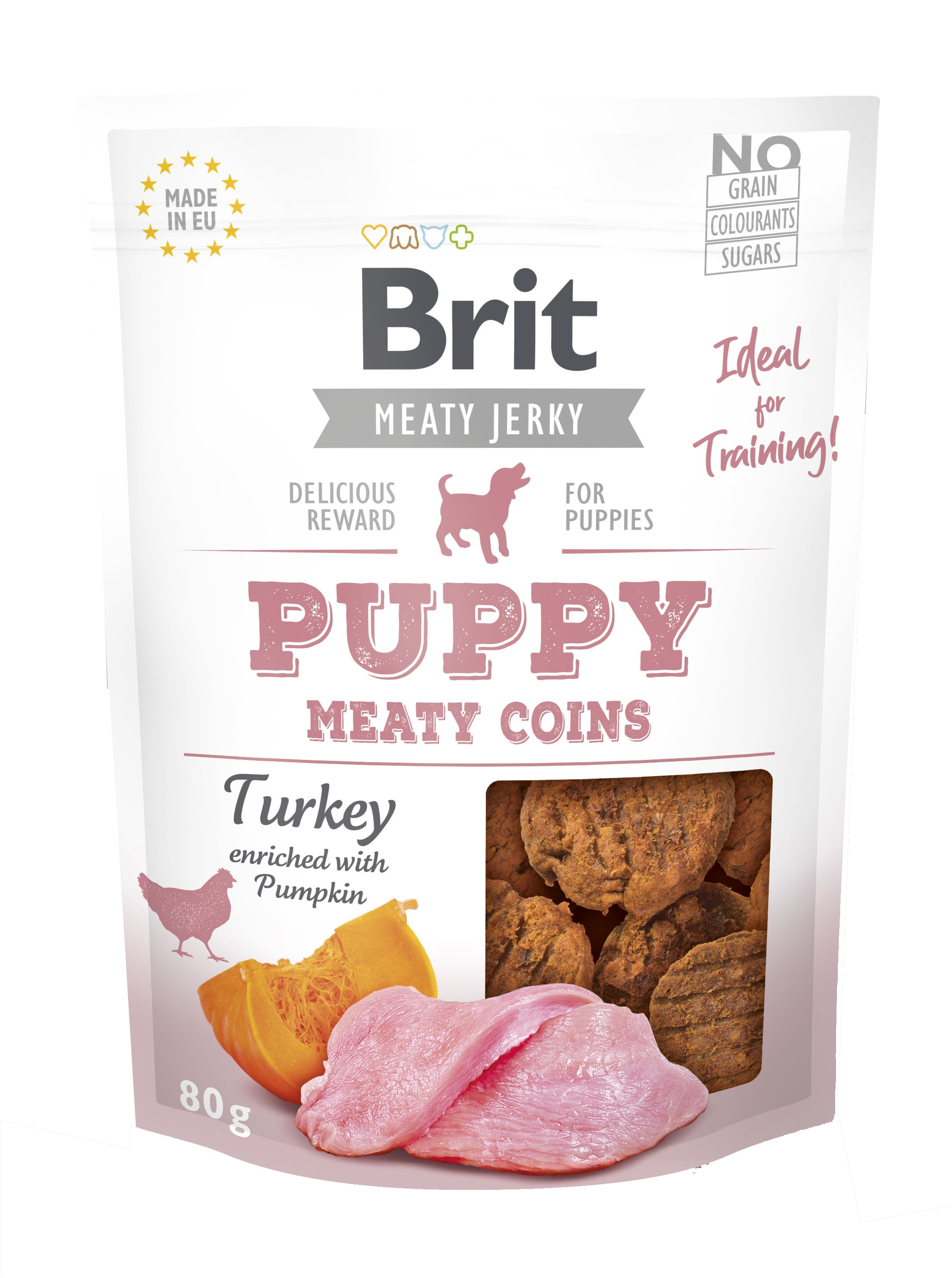 Brit dog jerky puppy turkey meaty coins, 80 g