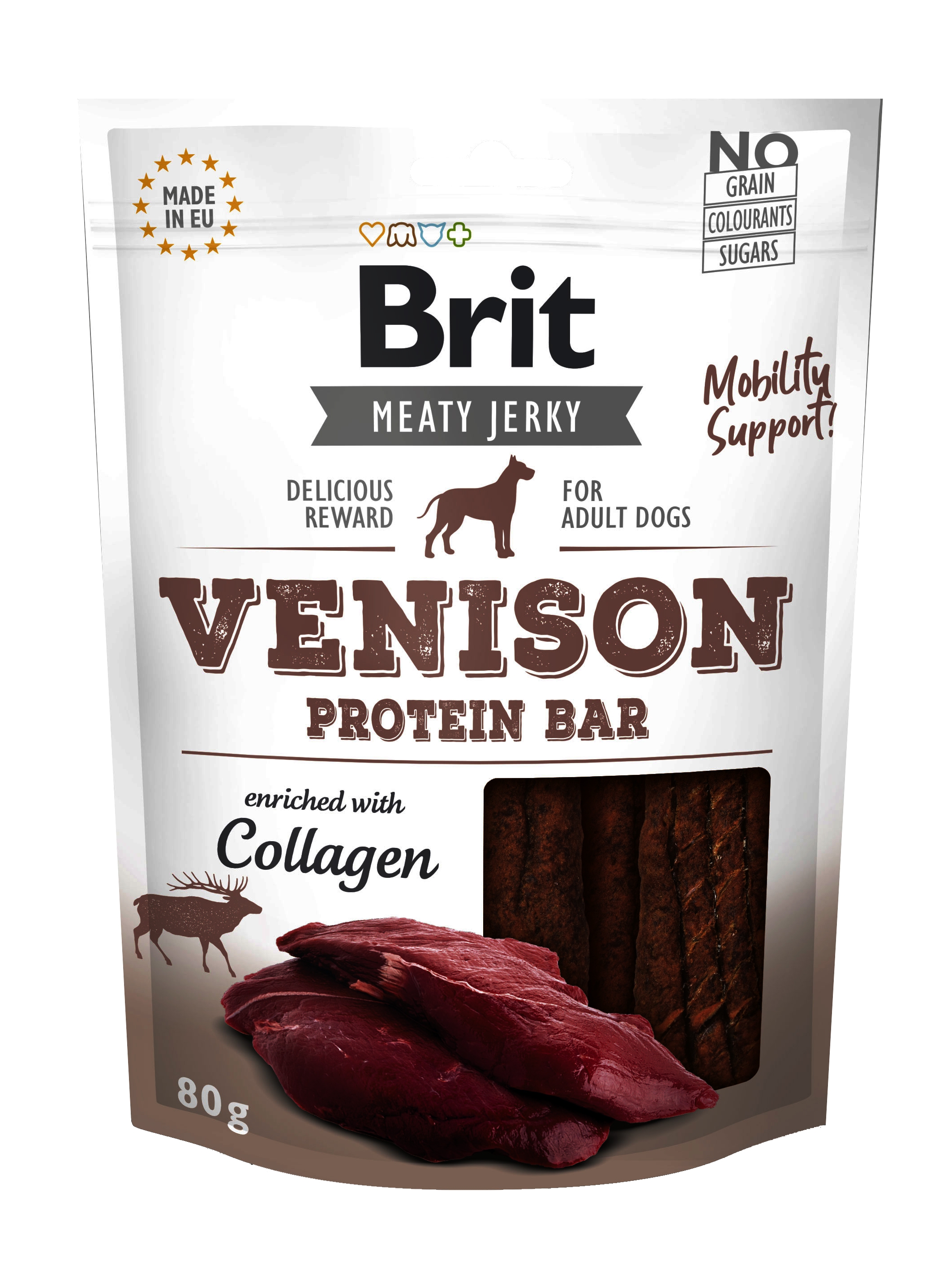 Brit Dog Jerky Venison Protein Bar, 80 g Brit imagine 2022