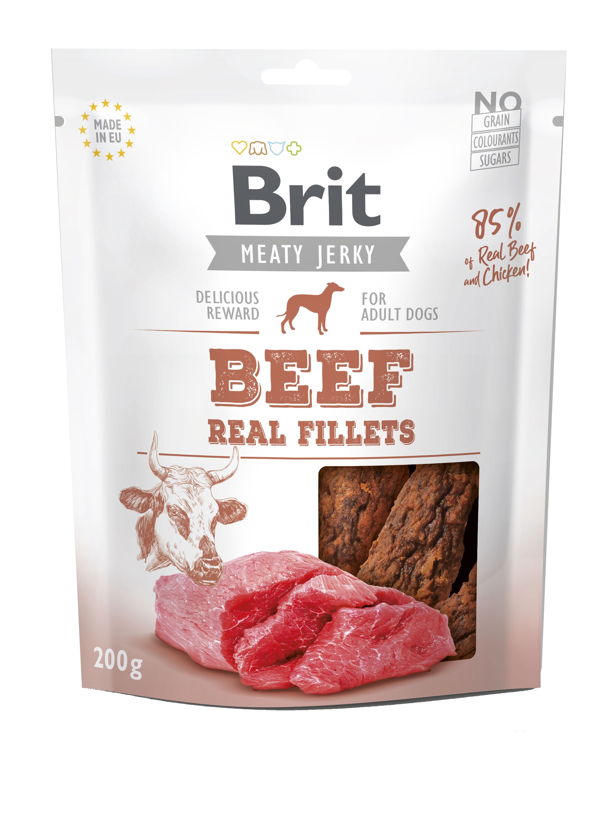 Brit Dog Jerky Beef Fillets, 200 g Brit imagine 2022