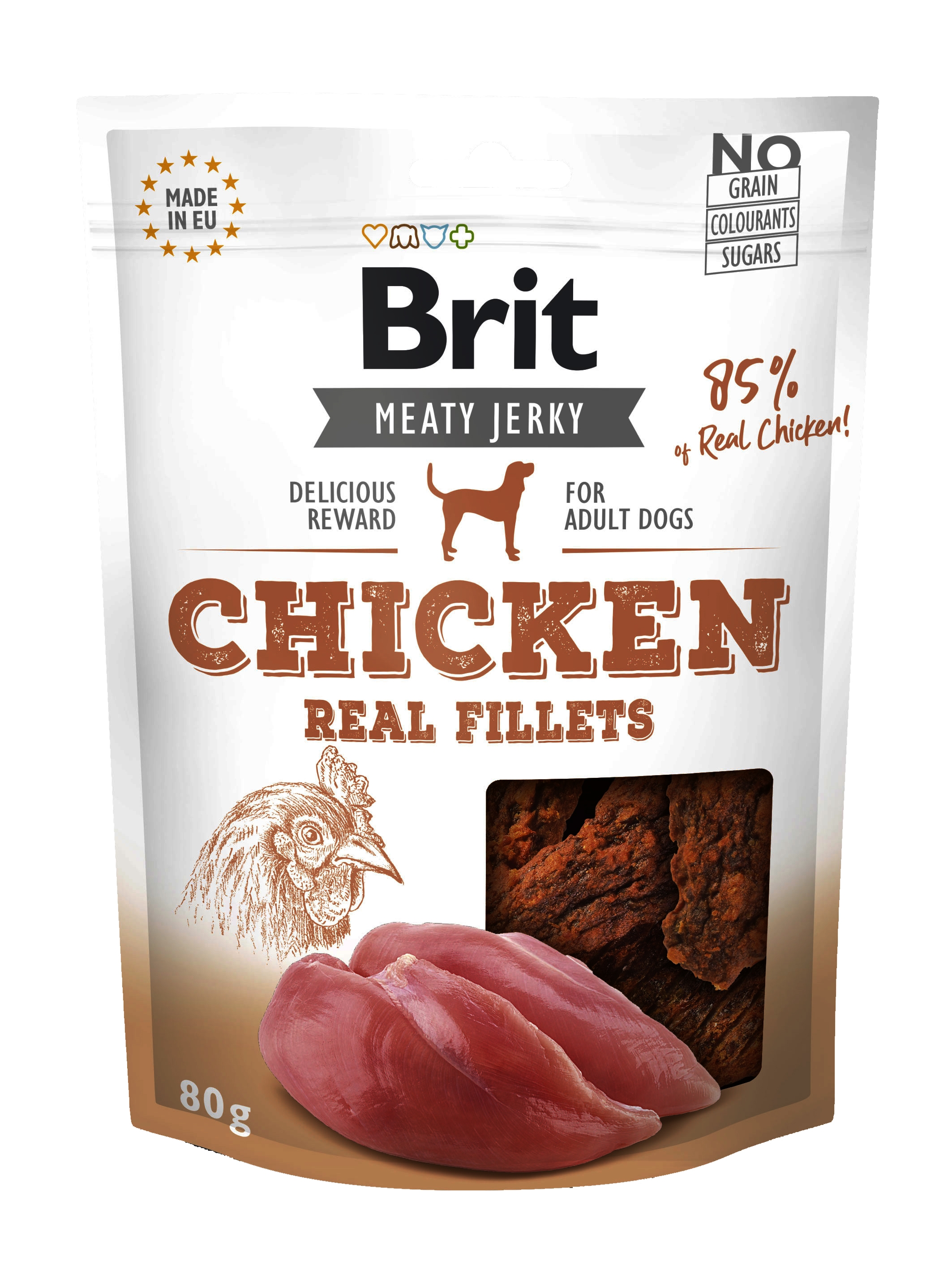 Brit Dog Jerky Chicken Fillets, 80 g Brit imagine 2022