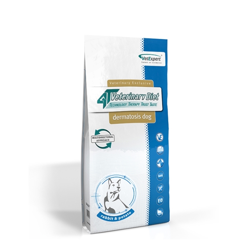 4T Veterinary Diet Dermatosis dog Iepure & Cartof, 14 kg