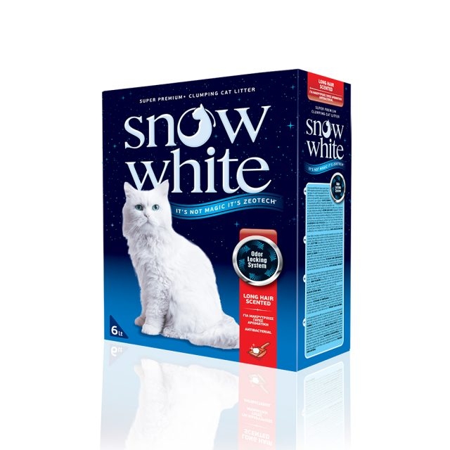 Nisip litieră Snow White, Long Hair Parfumat, 12L, pentru pisicile cu blana lunga petmart.ro