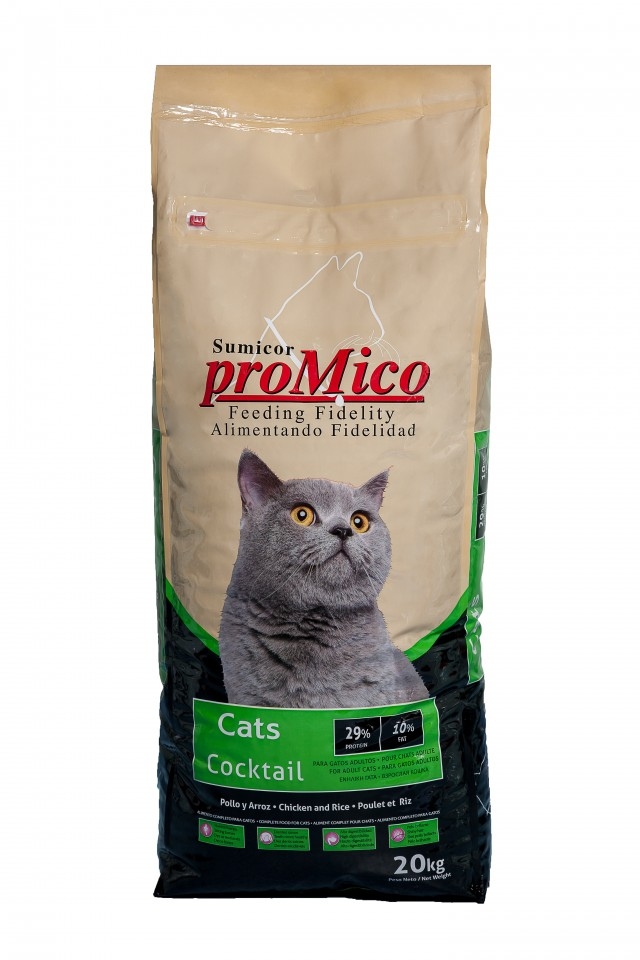 Promico cocktail, hrana uscata completa pisici, pui si orez, 20 kg
