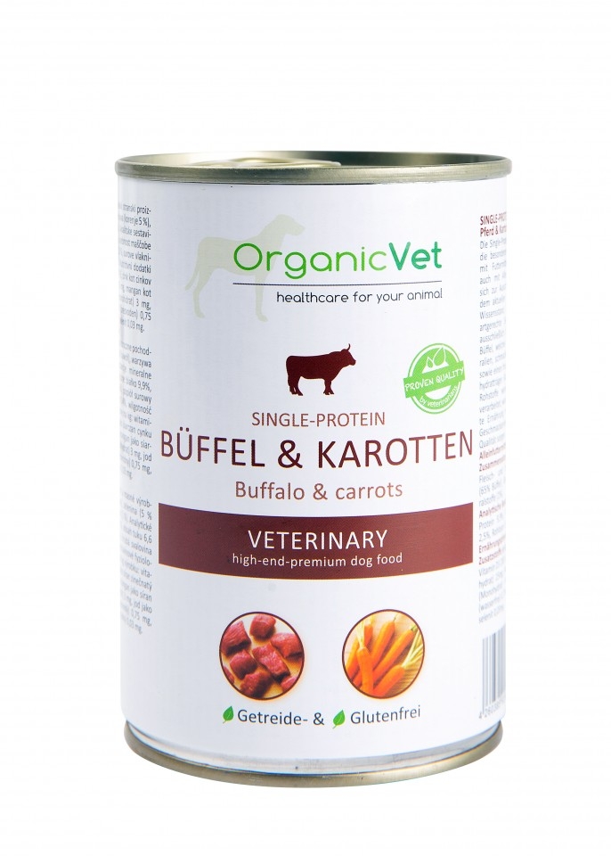 OrganicVet Veterinary, bivol si morcovi, 400 g OrganicVet