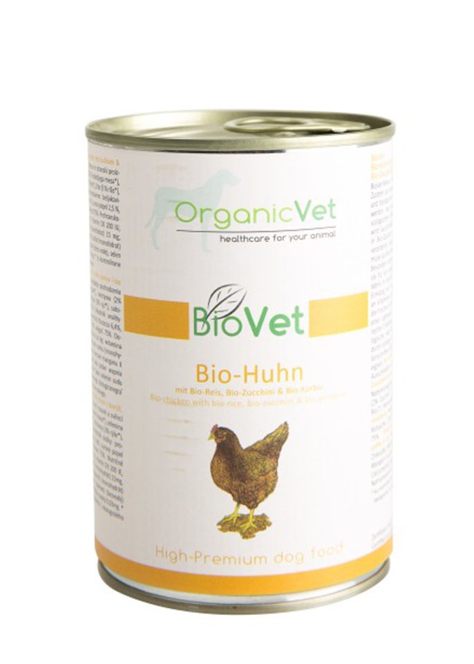 OrganicVet Biovet, pui, orez, dovlecei si bostan organic, 400 g OrganicVet