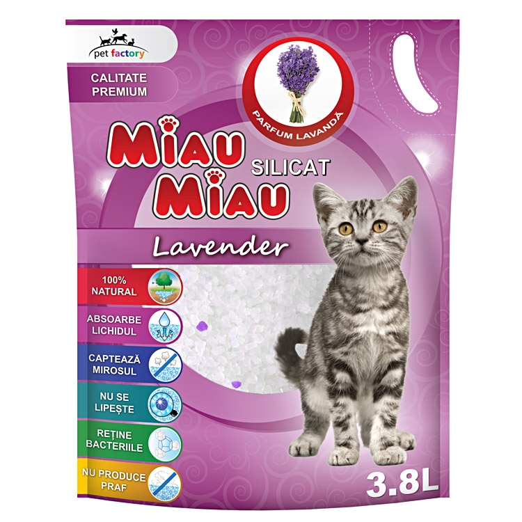 Asternut silicatic, Miau Miau, Lavanda, 3.8l Miau Miau imagine 2022