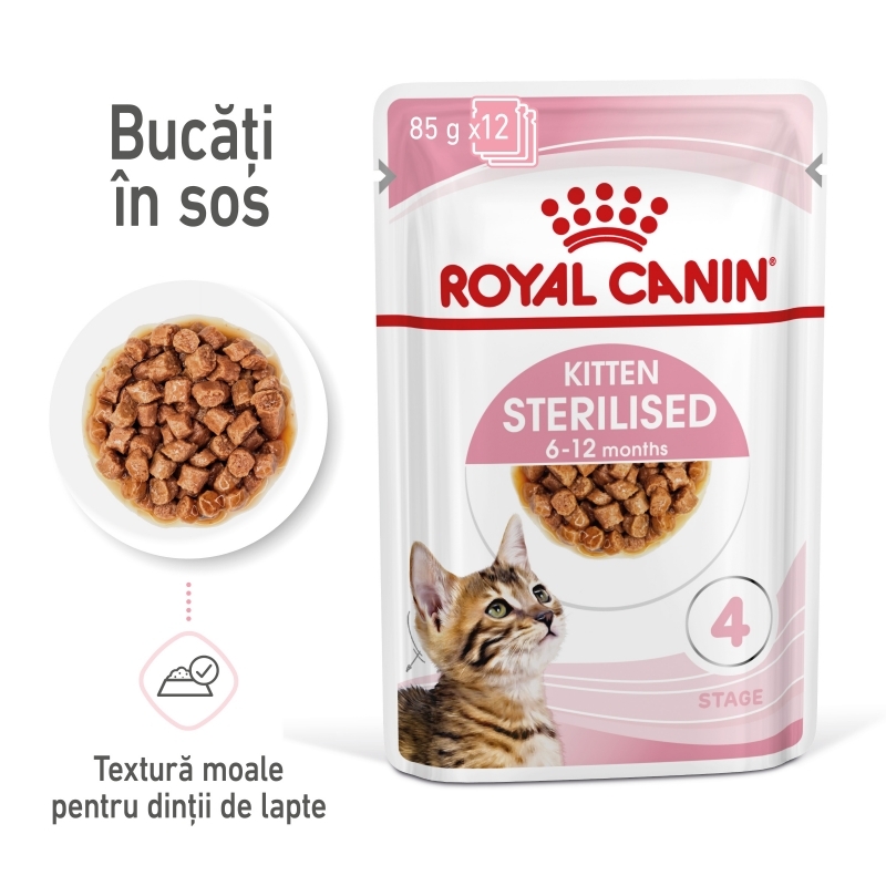 Royal Canin Kitten Sterilised hrana umeda pisica (in sos), 12 x 85 g petmart.ro