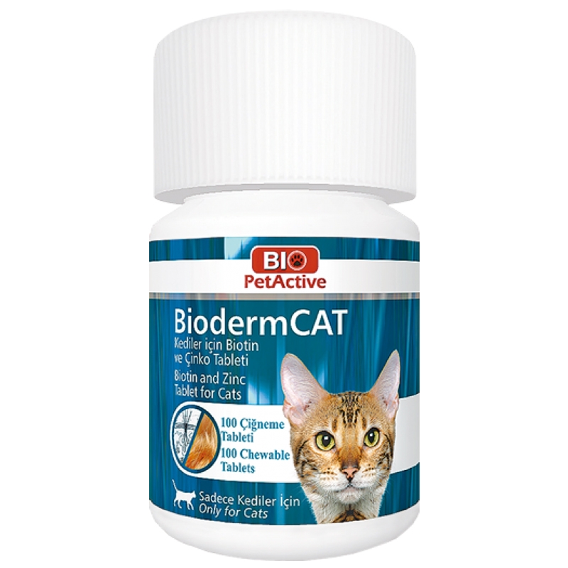 Supliment pentru pisici, Bio PetActive Biodermcat 100 tbl, 30 g Bio PetActive