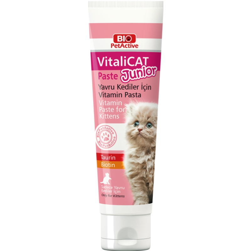 Pasta cu vitamine pentru puii de pisica, Bio PetActive Vitali Cat Junior Paste, 100 ml Bio PetActive