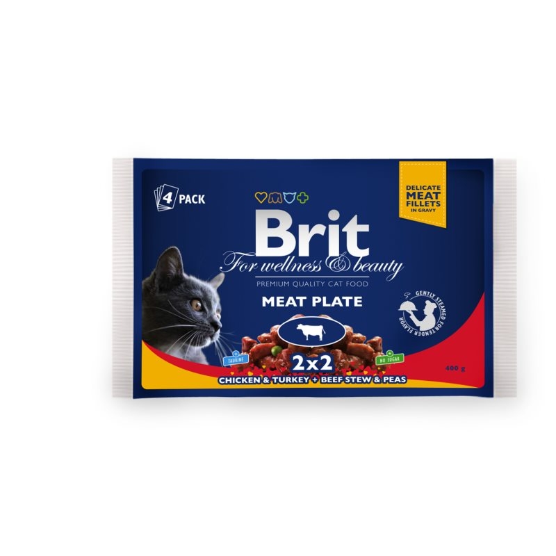 Brit premium cat multipack felii de carne 4 plicuri x 100 gr