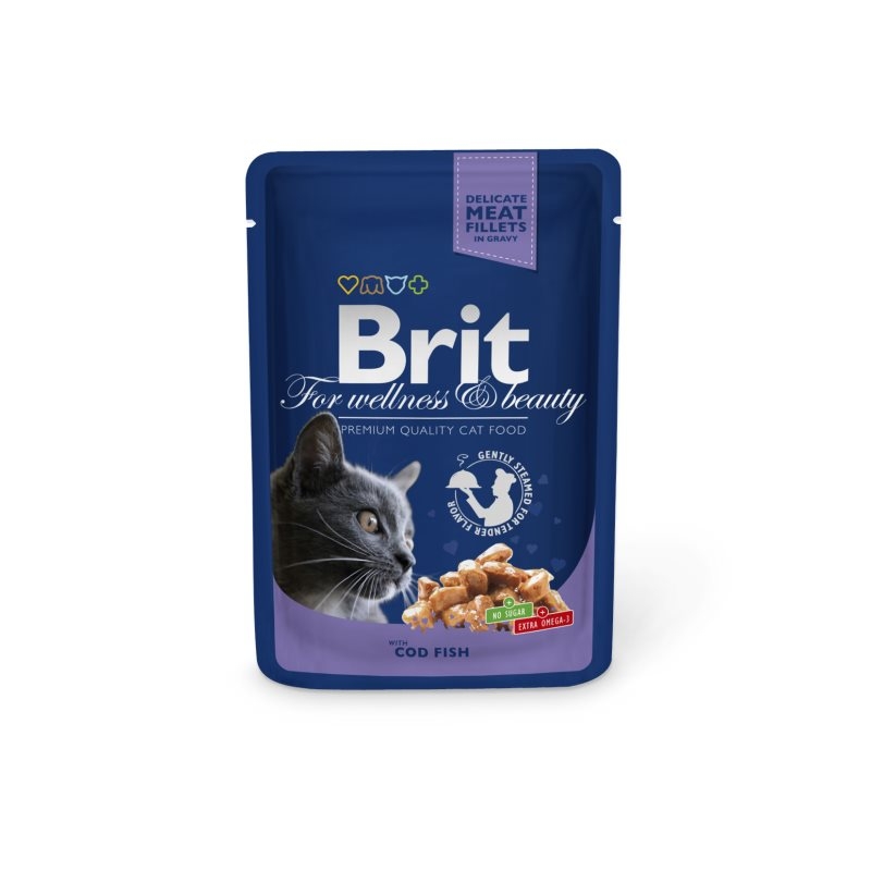 Brit premium cat plic cu carne de cod 100 gr