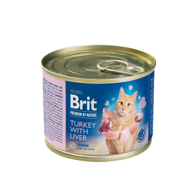 Brit Premium By Nature Cat Turkey With Liver, 200 g Brit