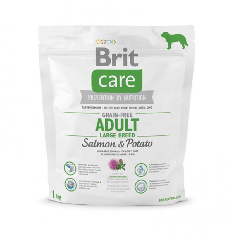 Brit Care Grain-free Adult Large Breed Salmon and Potato, 1 kg Brit imagine 2022