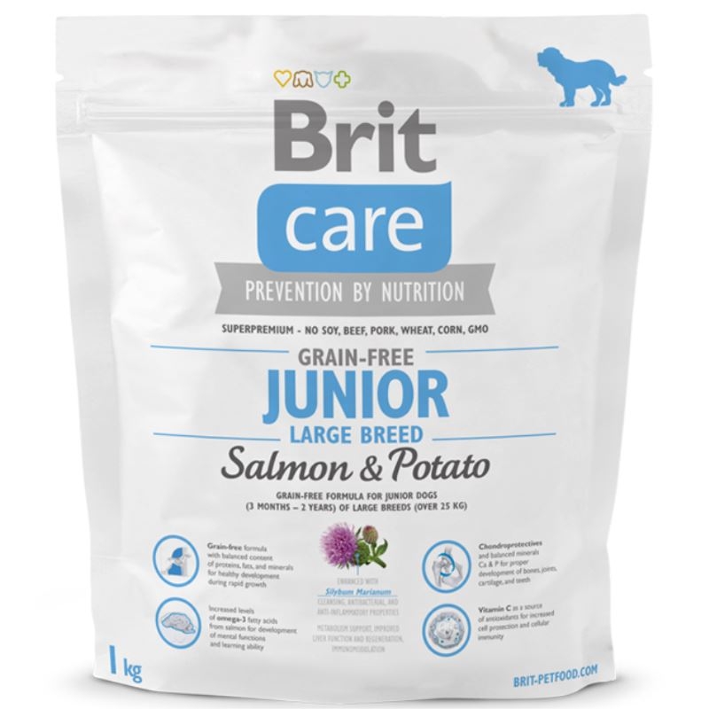Brit Care Grain-free Junior Large Breed Salmon and Potato, 1 kg Brit imagine 2022