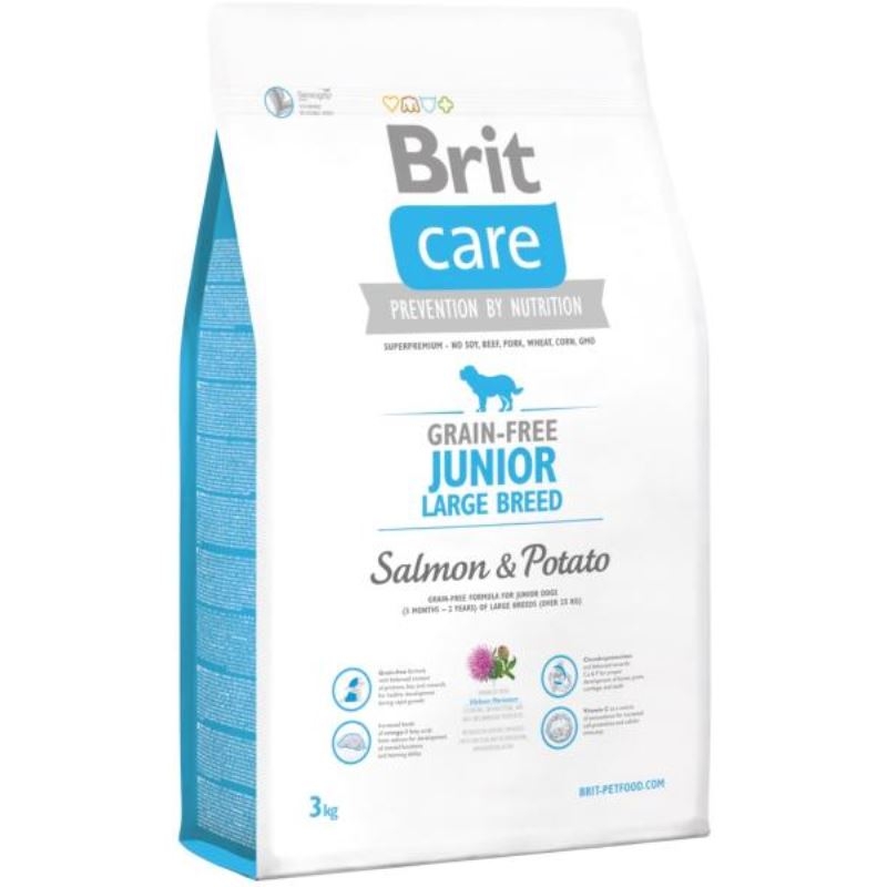 Brit Care Grain-free Junior Large Breed Salmon and Potato, 3 kg Brit imagine 2022