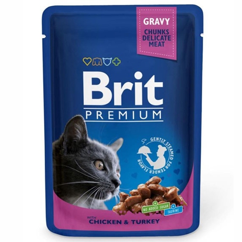 Brit Premium Cat Plic, pui si curcan, 100 g Brit