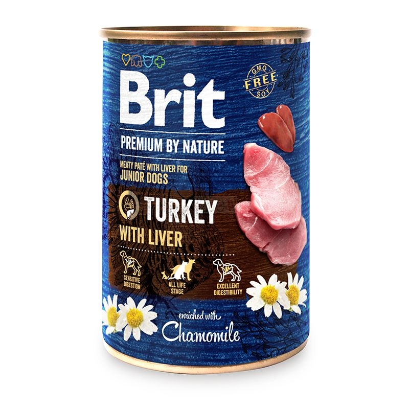 Brit Premium by Nature Junior Dogs, Turkey with Liver, 400 g Brit imagine 2022