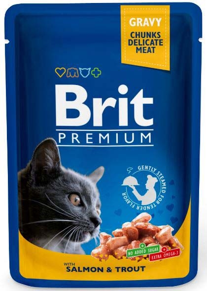 Brit Premium Cat Plic, somon si pastrav, 100 g Brit imagine 2022