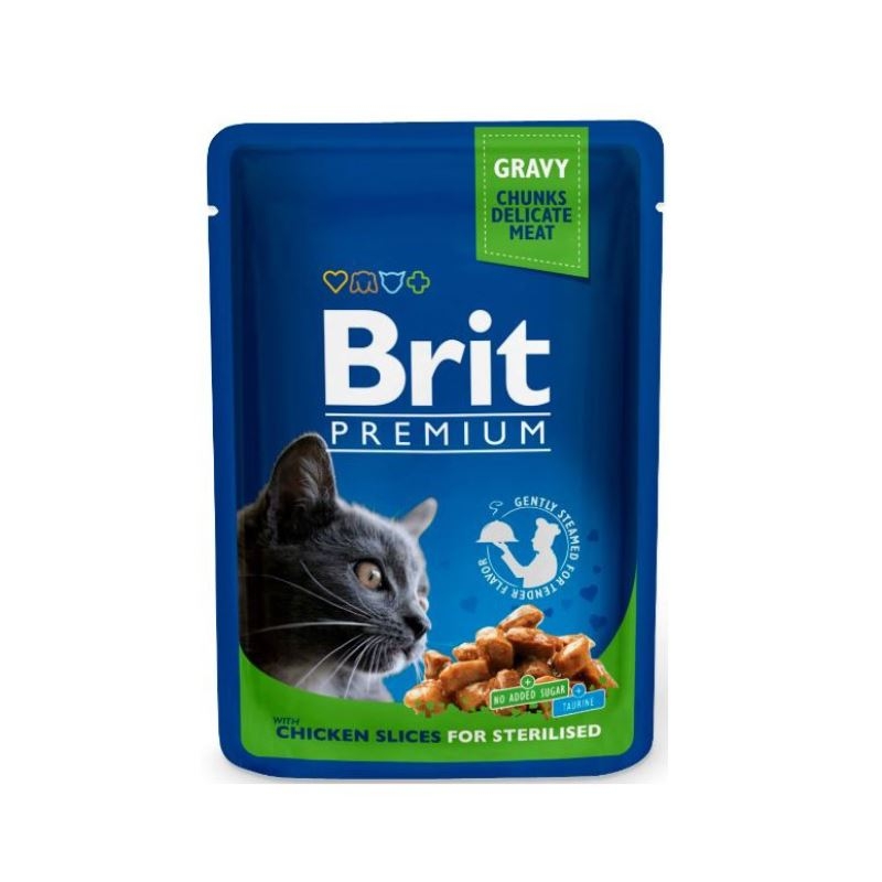 Brit Premium Sterilised Cat plic cu carne de pui, 100 g BRIT