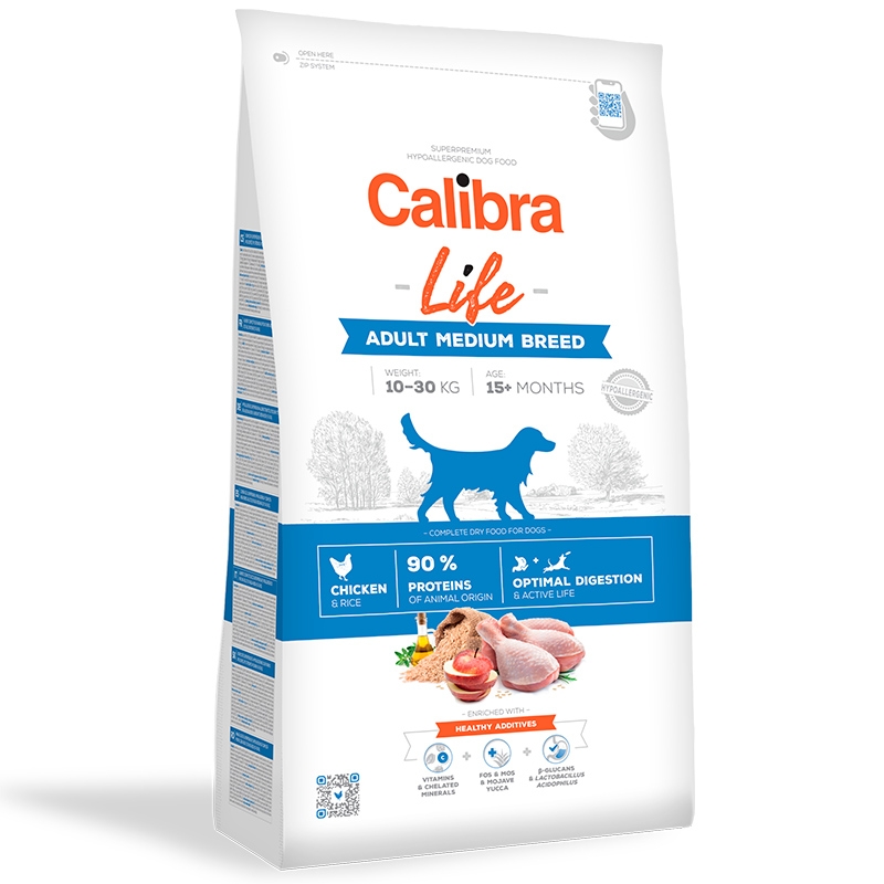 Calibra Dog Life Adult Medium Breed Chicken, 2.5 kg imagine