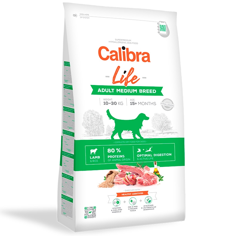 Calibra Dog Life Adult Medium Breed Lamb, 12 kg Calibra imagine 2022