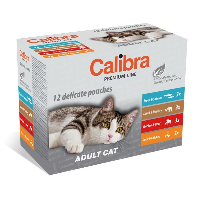 Calibra Cat Pouch Premium Adult Multipack, 12 x 100 g Calibra