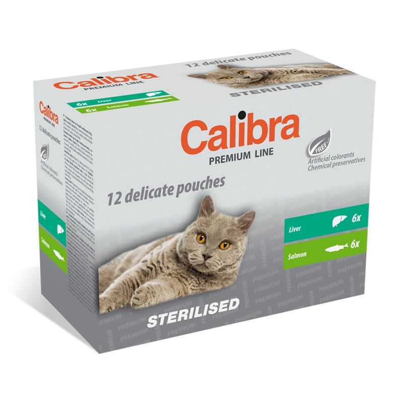 Calibra Cat Pouch Premium Adult Sterilized Multipack, 12 x 100 g imagine