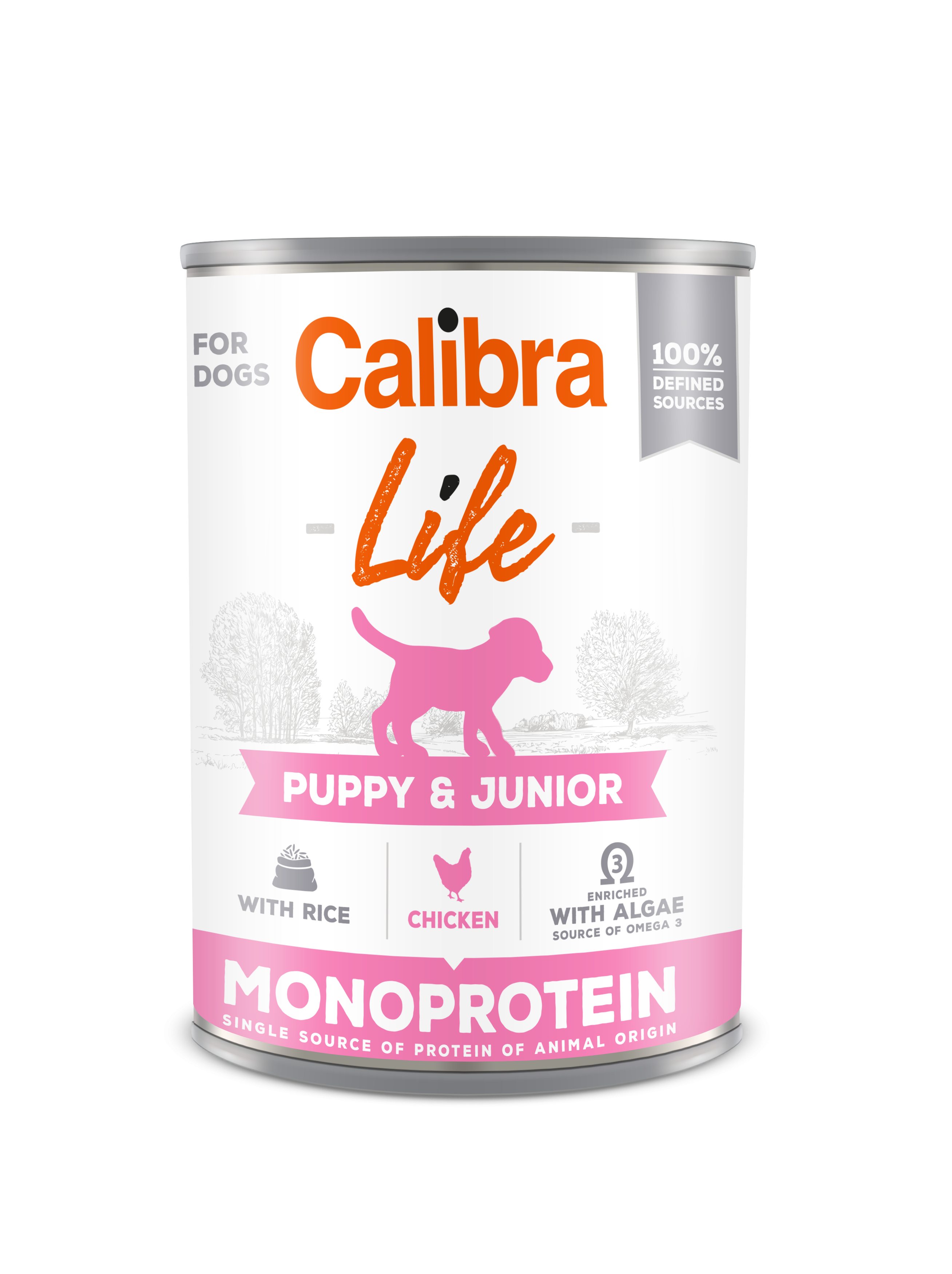 Calibra Dog Life Puppy & Junior, Chicken & Rice 400 g, conserva Calibra