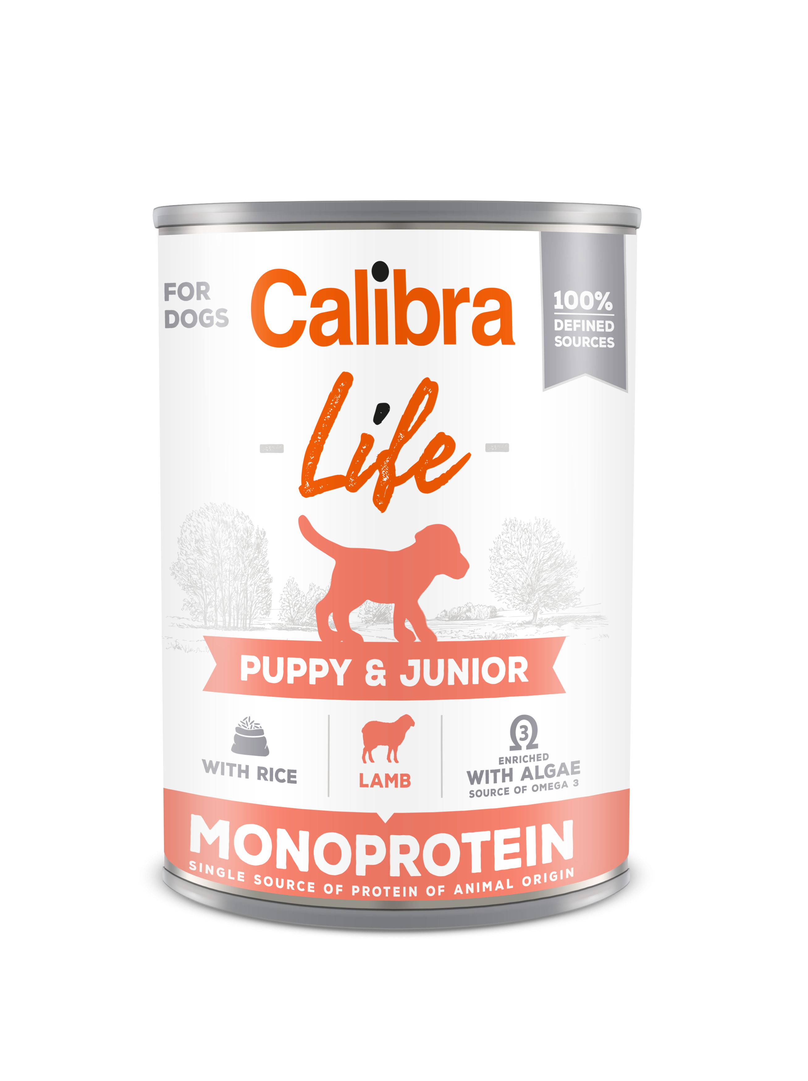 Calibra Dog Life Puppy & Junior, Lamb & Rice 400 g, conserva Calibra