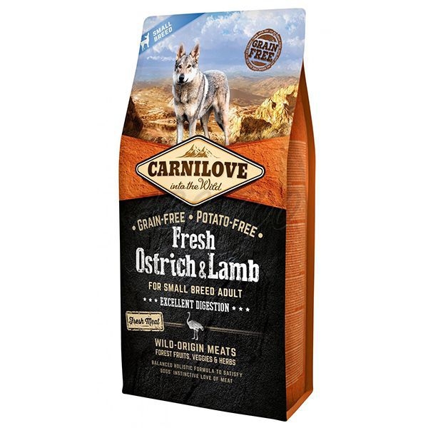 Carnilove Fresh Ostrich & Lamb For Small Breed Dogs, 6 kg Carnilove