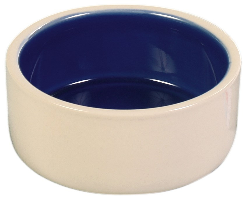 Castron Ceramica 0.3 l/12 cm Crem/Albastru 2450 petmart.ro