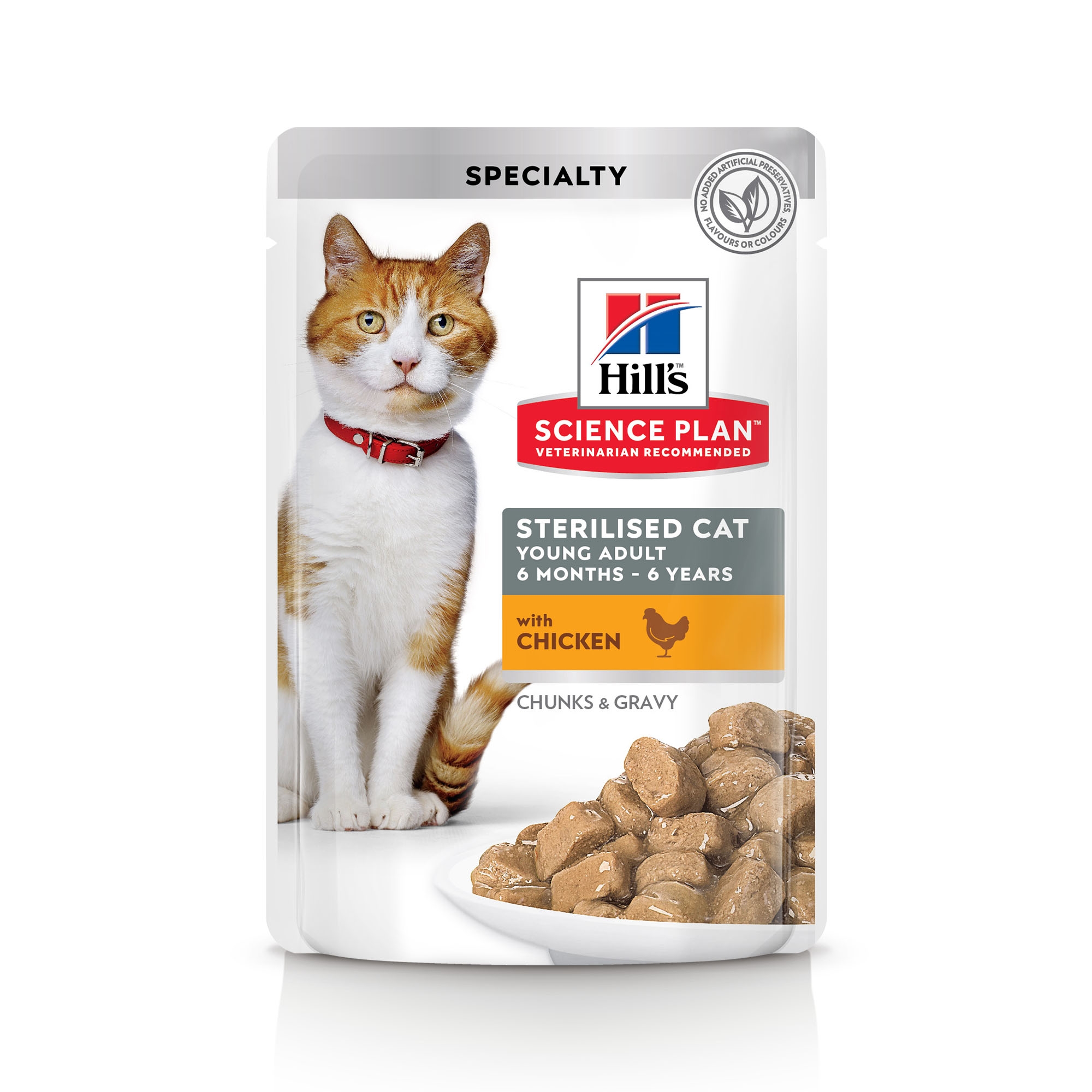 Hill's sp sterilised cat young adult hrana pentru pisici cu pui, 85 g (plic)