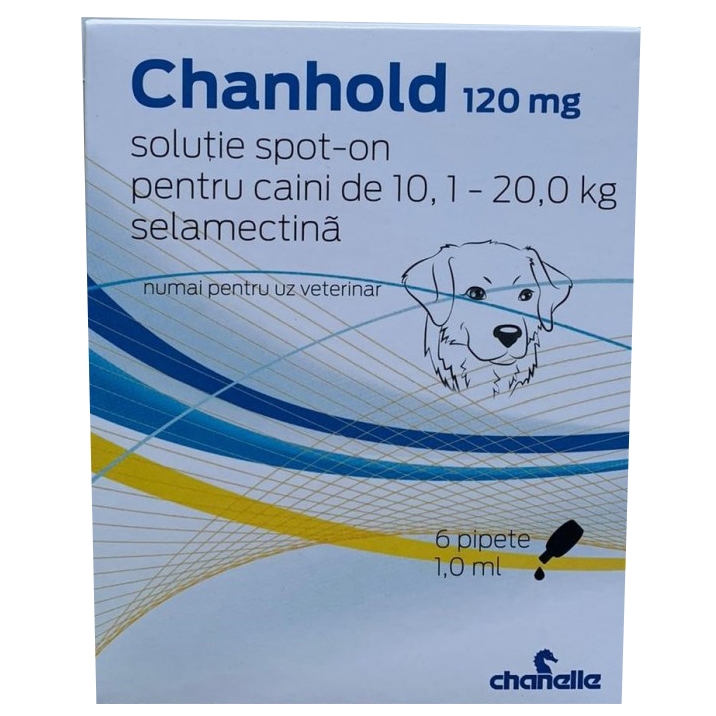 Pipete antiparazitare, Chanhold Dog, 120 mg x 6, 10 – 20 kg Chanelle
