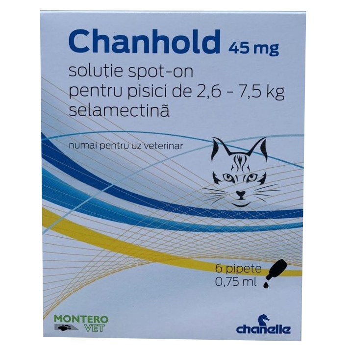 Pipete antiparazitare, Chanhold Cat, 45 mg x 6, 2.6 – 7.5 kg Chanelle