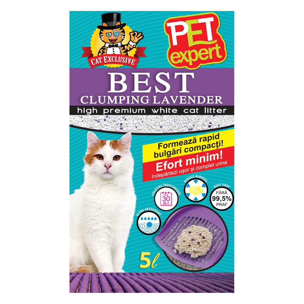 Nisip PET EXPERT CLUMPING LAVANDA, 5 L Pet Expert