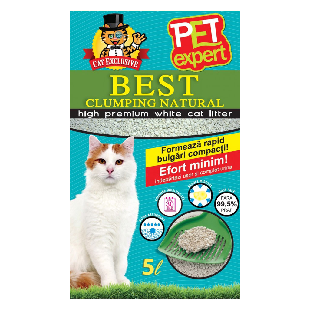 Nisip PET EXPERT CLUMPING NATURAL, 5 L Pet Expert