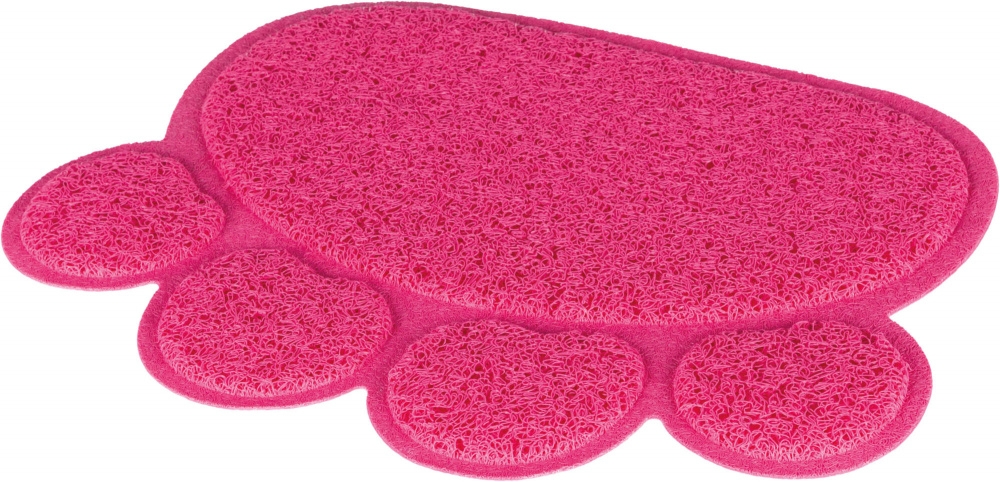 Covoras in fata litierei, PVC, 40×30 cm, forma de labuta, roz 40387 petmart
