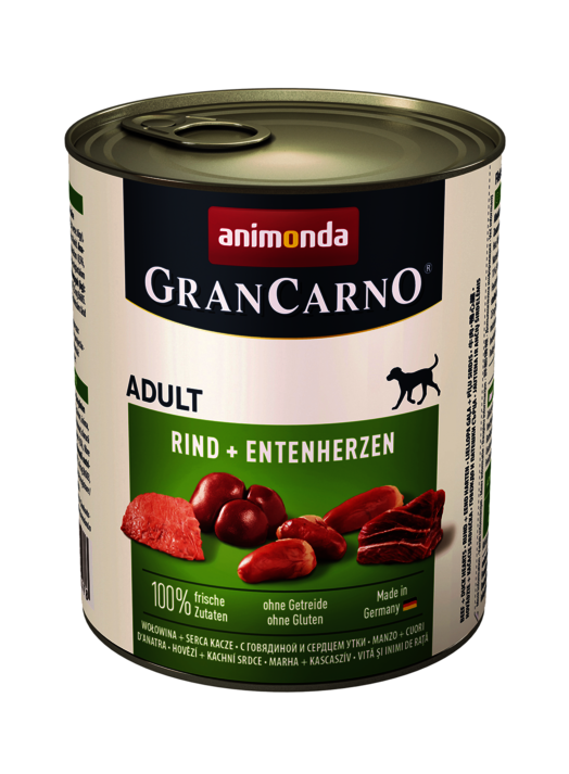Hrana umeda caini, Grancarno Adult Dog Vita + Inima Rata, 800 g Animonda imagine 2022