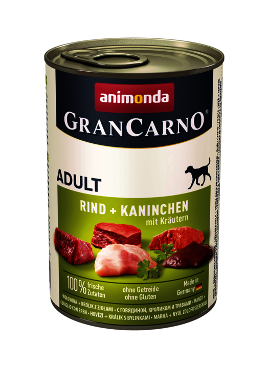 Hrana umeda caini, Grancarno Adult Dog Iepure, Vita + Verdeata, 400 g Animonda imagine 2022