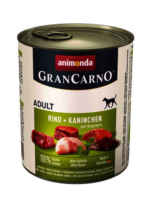 Hrana umeda caini, Grancarno Adult Dog Iepure, Vita + Verdeata, 800 g Animonda imagine 2022