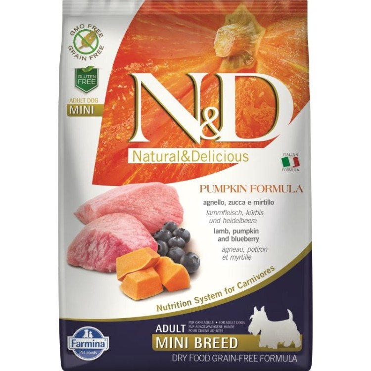N&D Dog Grain free Pumpkin Lamb and Blueberry Adult Mini, 7 kg 206,22 RON PetMart
