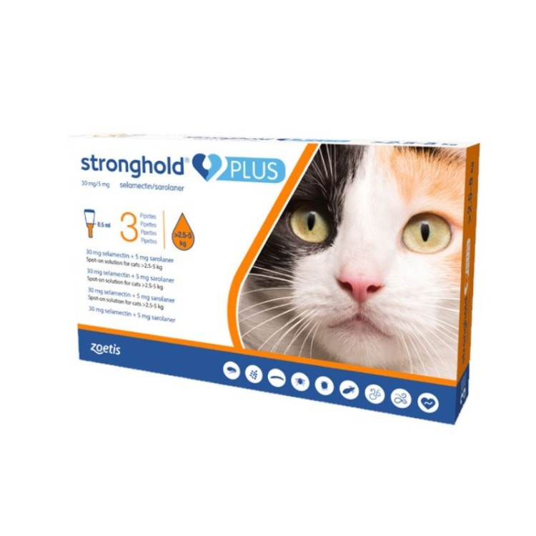 Stronghold Plus Pisica 30 mg, 0.5 ml (2.5 - 5 kg), 3 pipete: 151 