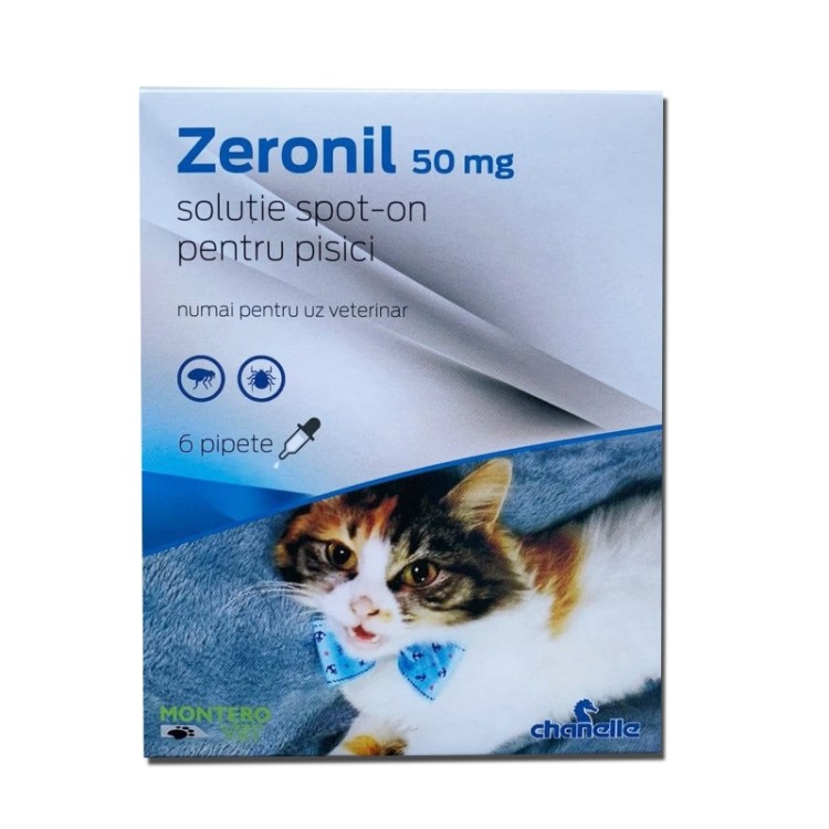 Pipete antiparazitare pisici, Zeronil, 50 mg x 6