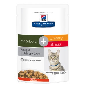 Hill’s PD Metabolic + Urinary Stress hrana pentru pisici cu pui, 85 g (plic)