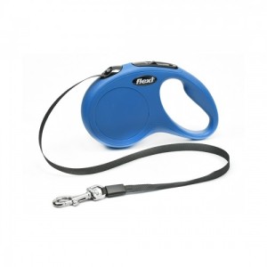 Lesa retractabila cu banda, Flexi New Classic, S 5 m albastra