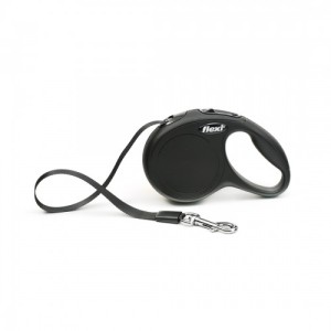 Lesa retractabila cu banda, Flexi New Classic, XS 3 m neagra